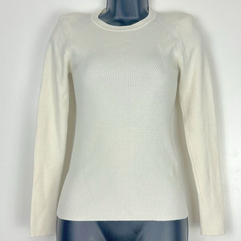 Sandro Women's Size 1 Temps Ribbed Sweater Ivory US S